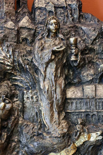 Saint Barbara Relief Kapel Saint Dismas Zagreb Kroasia — Stok Foto