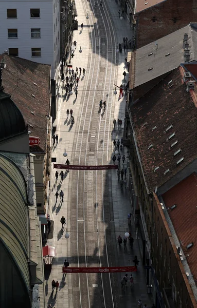 Panoramisch Uitzicht Straat Ilica Zagreb Kroatië — Stockfoto