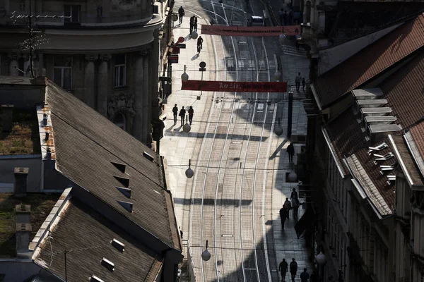 Panoramisch Uitzicht Straat Ilica Zagreb Kroatië — Stockfoto