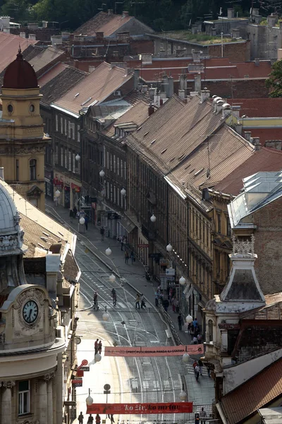 Panoramisch Uitzicht Straat Ilica Zagreb Kroatië — Stockfoto