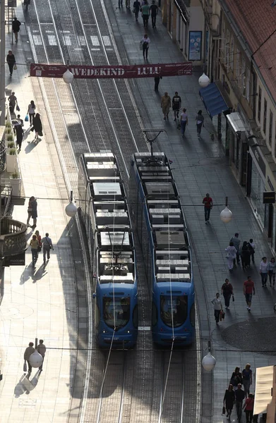 Panoramisch Uitzicht Straat Ilica Zagreb Kroatië — Stockfoto