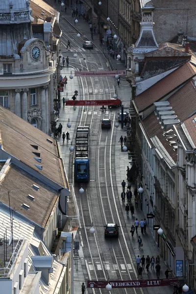 Panoramisch Uitzicht Straat Ilica Zagreb Kroatië — Stockfoto