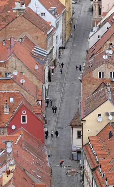 Widok Lotu Ptaka Dachy Marina Držića Street Zagreb Chorwacja — Zdjęcie stockowe