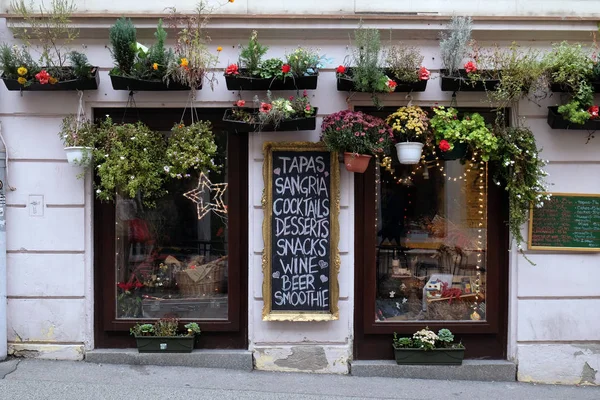Schaufenster Des Cafés Zagreb Kroatien Dezember 2015 — Stockfoto