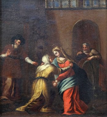 Mary tarafından manastır 16. yüzyılda Friars küçük Dobruca bilinmeyen İtalyan ustadan Elisabeth ile Toplantı.