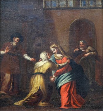 Mary tarafından manastır 16. yüzyılda Friars küçük Dobruca bilinmeyen İtalyan ustadan Elisabeth ile Toplantı.