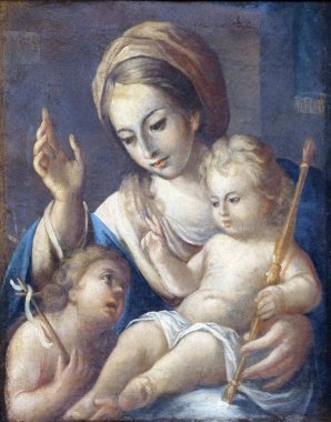Madonna ile çocuk ve Saint John the Baptist, Fransisken Kilisesi Friars küçük Dubrovnik, Hırvatistan.