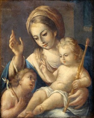Madonna ile çocuk ve Saint John the Baptist, Fransisken Kilisesi Friars küçük Dubrovnik, Hırvatistan.