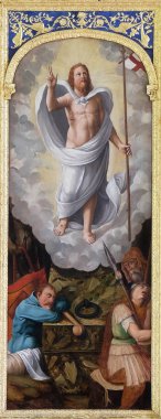 İsa'nın diriliş Friars küçük Dubrovnik, Hırvatistan Fransisken Kilisesi altar.