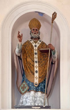 Aziz Nikolaos denizciler, hamisi heykel içinde bucak Aziz Nikolaos Kilisesi Cilipi, Hırvatistan sunak üzerinde.