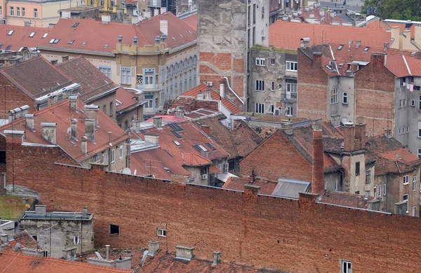 Zagreb Hırvatistan Daki Eski Şehir Binaların Çatıları — Stok fotoğraf