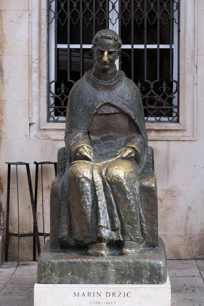 Statue Croatian Writer Marin Drzic 1508 1567 Luza Square Old — Stock Photo, Image