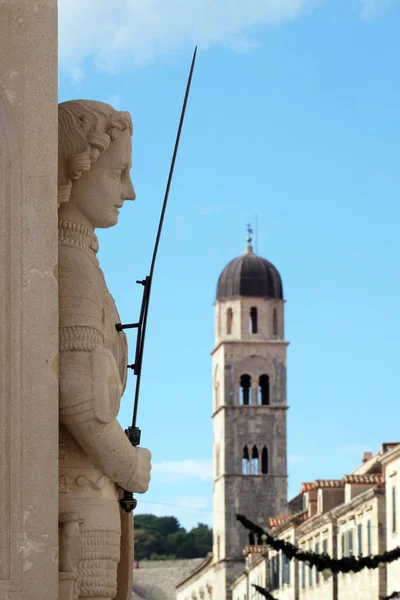 Colonne Orlando Ancienne Sculpture Séculaire Conservée Dubrovnik Croatie Eglise Franciscaine — Photo