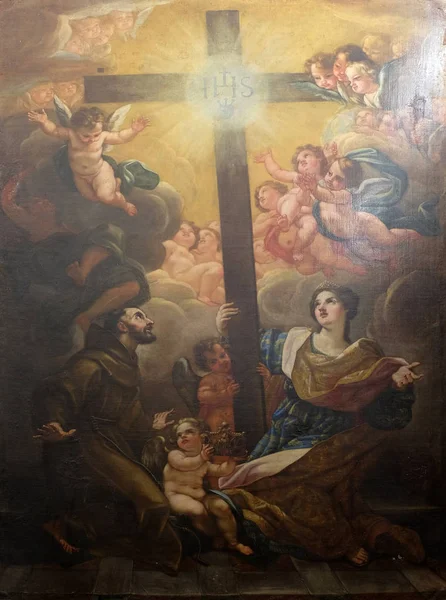 Pyhä Fransiskus Assisilainen Pyhä Helena Palvovat Gaullin Todellista Ristiä 1600 — kuvapankkivalokuva