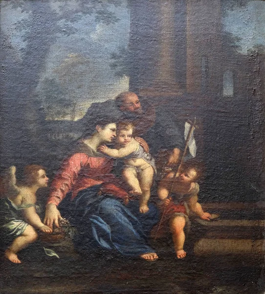 Die Heilige Familie Mit Dem Heiligen Johannes Dem Täufer Vom — Stockfoto