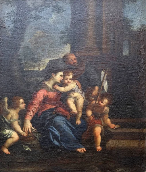 Sainte Famille Avec Saint Jean Baptiste Par Maître Italien Inconnu — Photo