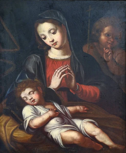 Vergine Con Bambino San Giovanni Battista Del Xvi Secolo Nel — Foto Stock