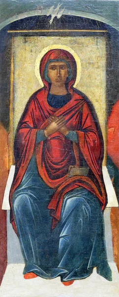 Panny Fragment Polyptychu Ducha Svatého Angelo Bizamano Století Klášteře Mniši — Stock fotografie