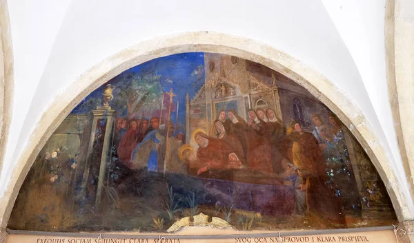 Frescoes Scenes Life Francis Assisi Cloister Franciscan Monastery Friars Minor — Stock Photo, Image