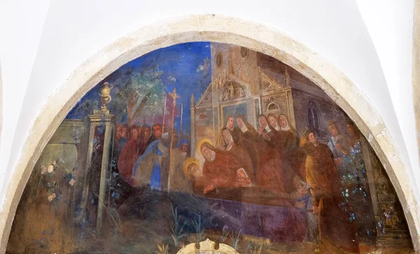 Frescoes Scenes Life Francis Assisi Cloister Franciscan Monastery Friars Minor — Stock Photo, Image