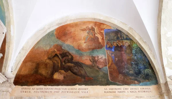 Frescoes Scenes Life Francis Assisi Cloister Franciscan Monastery Friars Minor — Stock Photo, Image