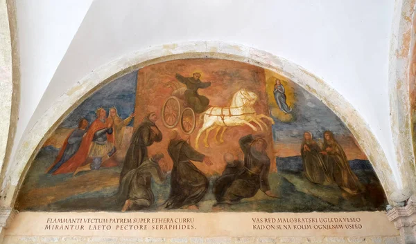 Frescoes Scenes Life Francis Assisi Cloister Franciscan Monastery Friars Minor — Stock Photo, Image