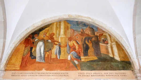 Фрески Сценами Жизни Святого Франциска Ассизского Монастыря Францисканского Монастыря Монахов — стоковое фото