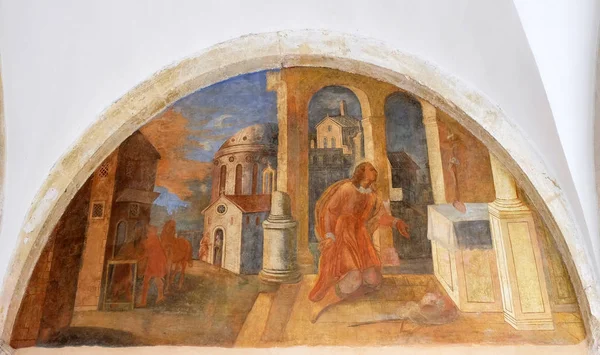 Frescoes Scenes Life Francis Assisi Cloister Franciscan Monastery Friars Minor — Stock Photo, Image