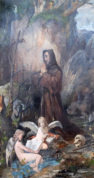 Svatý František Assisi Oltáře Františkánském Kostele Mniši Minor Dubrovníku — Stock fotografie