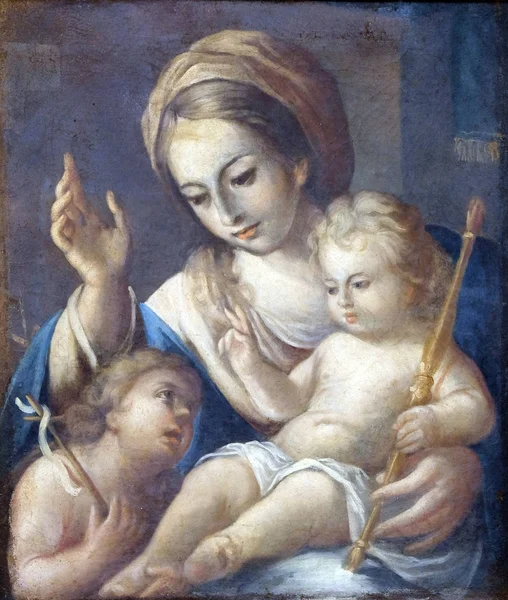 Madonna Met Kind Johannes Doper Franciscaner Kerk Van Minderbroeders Dubrovnik — Stockfoto