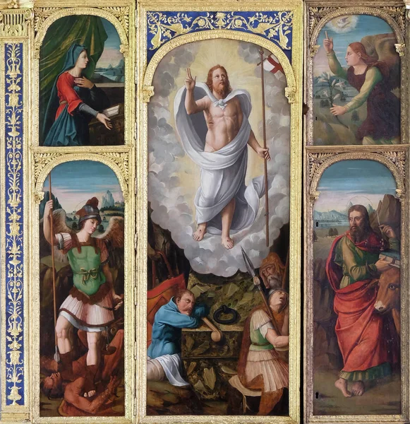 Der Altar Der Auferstehung Des Jesus Der Franziskanischen Kirche Der — Stockfoto