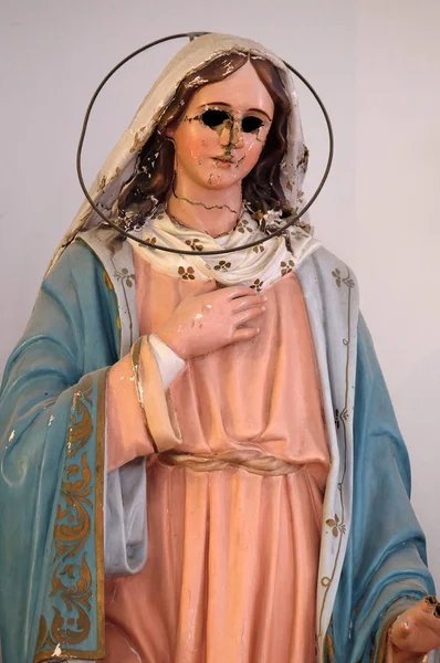 Virgen María Con Los Ojos Arrancados Devastada Enero 1992 Por — Foto de Stock