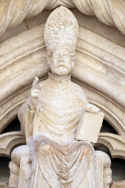 Standbeeld Van Mark Evangelist Mark Kerk Historische Stad Korcula Het — Stockfoto