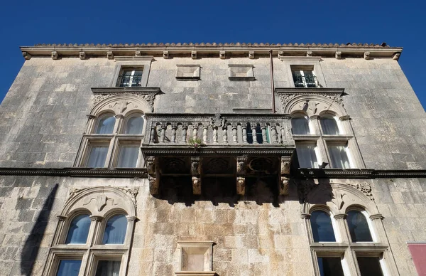 Balcony House Built Renaissance Korcula Croatia Korcula Historic Fortified Town — Stock Photo, Image