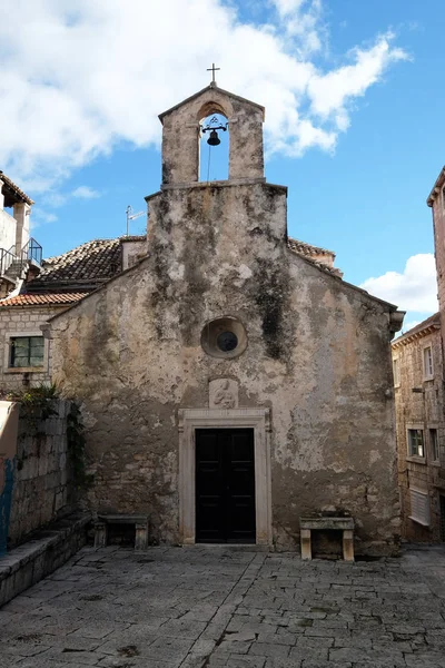 Saint Peter Kilisesi Eski Kasaba Korcula Dalmaçya Hırvatistan — Stok fotoğraf