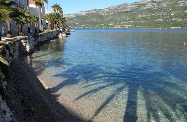Čistá Voda Nábřeží Města Korčula Chorvatsko — Stock fotografie
