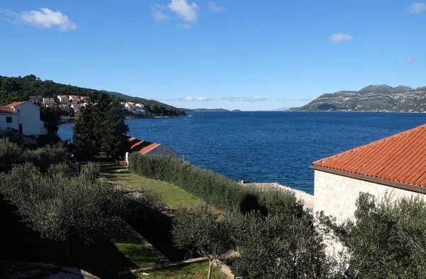 Ilha Uma Cidade Korcula Croácia Paisagem Com Mar Adriático Croácia — Fotografia de Stock