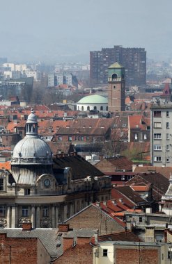 Şehrin arka planda Zagreb, Hırvatistan ile St. Blaise kilise Panoraması.