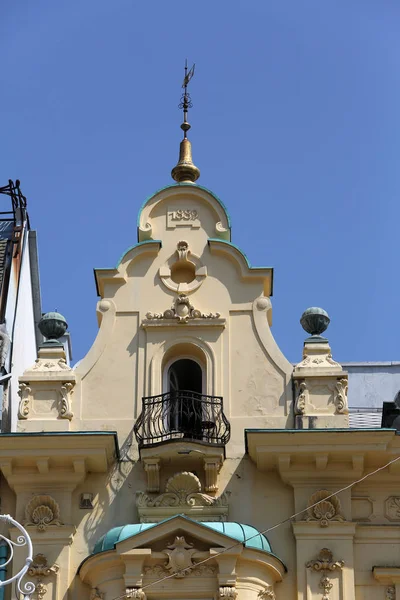 Fasada Starego Miasta Budynek Ban Jelacic Square Zagreb Chorwacja — Zdjęcie stockowe