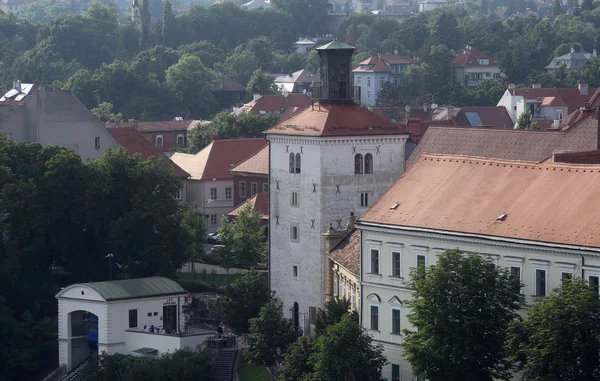 Görünüm Lotrscak Kulesi Zagreb Eski Kesiminde Yer Alan Kuledir Gradec — Stok fotoğraf