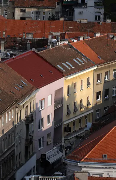 Zagreb Hırvatistan Şehir Merkezinde Bina Eski Şehrin Cephe — Stok fotoğraf