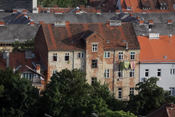 Fasada Starych Budynków Mieście Zagrzeb Chorwacja — Zdjęcie stockowe