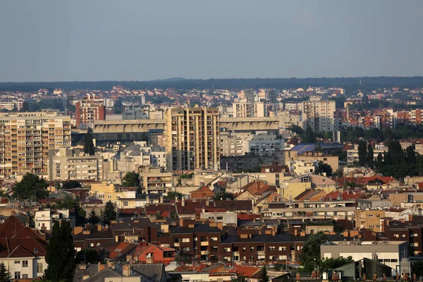 Vista Aérea Zagreb Panorama Parte Leste Dia Ensolarado Brilhante Zagreb — Fotografia de Stock