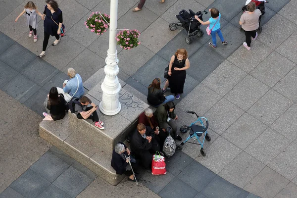 Menschen Ban Jelacic Platz Zagreb Kroatien Mai 2015 — Stockfoto