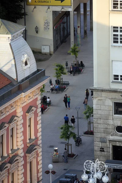 Facciata Del Vecchio Edificio Sulla Piazza Ban Jelacic Zagabria Croazia — Foto Stock