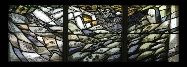 Pojďte Mnou Detail Vitrážového Okna Siegera Kodera Kapli Jezuitském Hřbitově — Stock fotografie