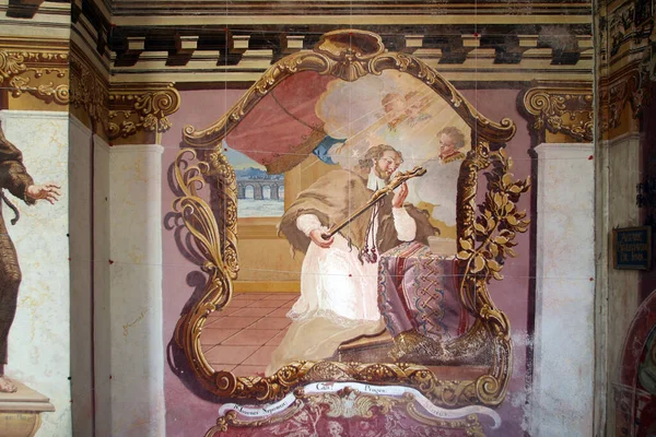 Johannes Van Nepomuk Fresco Kapel Van Johannes Doper Gorica Lepoglavska — Stockfoto