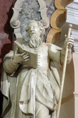 Hırvatistan 'ın başkenti Zagreb' de bulunan Fransisken St. Francis Xavier kilisesinin mihrabındaki Aziz Joachim heykeli