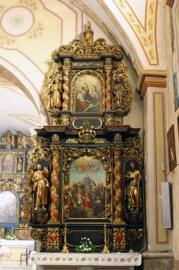 Vrape, Zagreb, Hırvatistan 'daki St. Barbara Kilisesi' ndeki Altar 14 Kutsal Yardımcıları