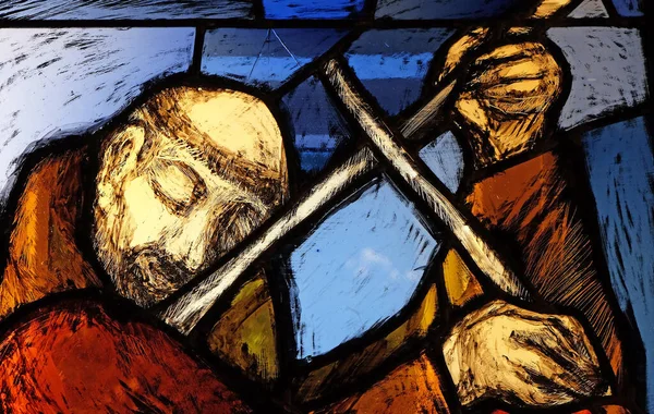 Svatý František Assisi Detail Okna Barevného Skla Siegera Kodera Františkánském — Stock fotografie